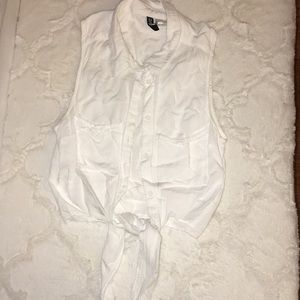 White Tie Front Crop Top